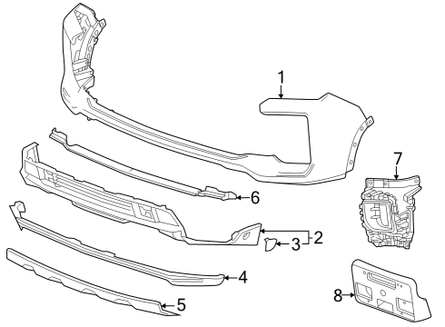 2024 Chevy Silverado 3500 HD Exterior Trim - Front Bumper Diagram 2 - Thumbnail