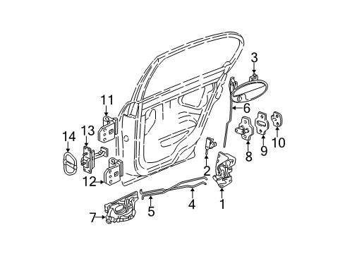 2005 Chevy Classic Rear Door - Lock & Hardware Diagram