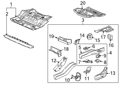 2002 Saturn Vue Floor Pan Assembly, Rear Diagram for 22723790