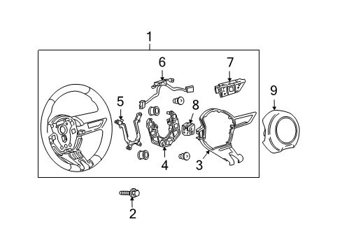 2010 Chevy Camaro Steering Wheel, Black Diagram for 20945271