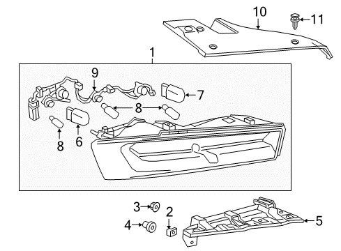 2018 Chevy Camaro Lamp Bracket, Passenger Side Diagram for 84035464