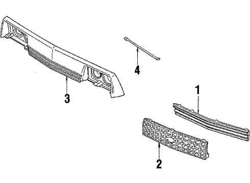 1987 Chevy Cavalier Emblem, Front Diagram for 14085200