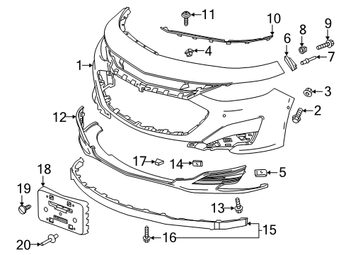 2024 Chevy Malibu Bumper Cover Diagram for 84543707