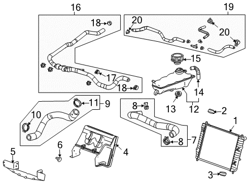 2007 Cadillac XLR Radiator & Components Diagram