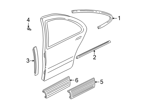2001 Pontiac Grand Am Exterior Trim - Rear Door Diagram