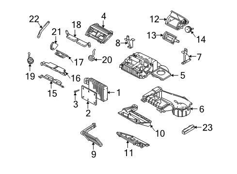 2003 Chevy Corvette A/C Evaporator & Heater Components Diagram