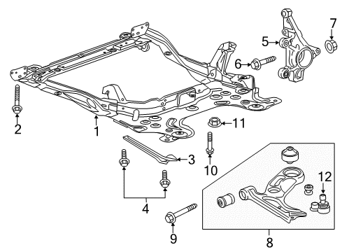 2013 Chevy Sonic Suspension Crossmember Mount Bolt Diagram for 11610474