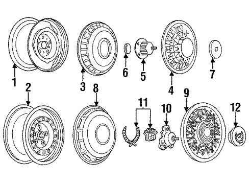 1985 Cadillac DeVille Wheel Cover Diagram for 1624052
