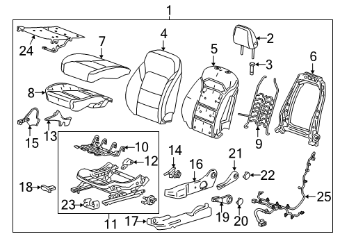 2018 Chevy Cruze Seat Back Frame, Front Driver Side Diagram for 13511853