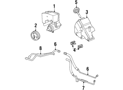 1998 Oldsmobile Cutlass P/S Pump & Hoses, Steering Gear & Linkage Diagram 3 - Thumbnail