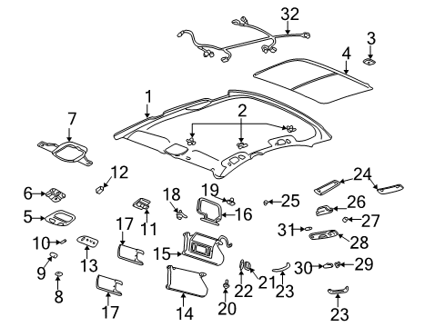 2000 Buick LeSabre Interior Trim - Roof Diagram