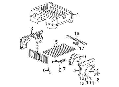 2003 GMC Sierra 2500 HD Floor Diagram for 15214276