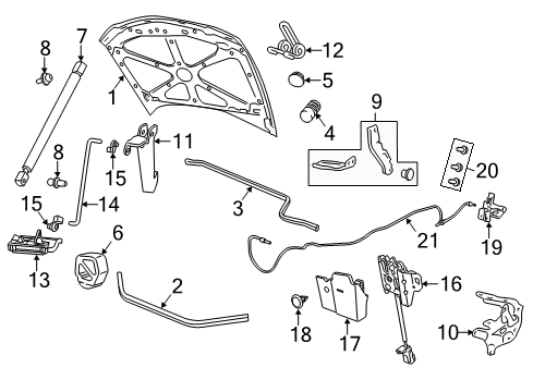 2013 Chevy Caprice Hood & Components Diagram