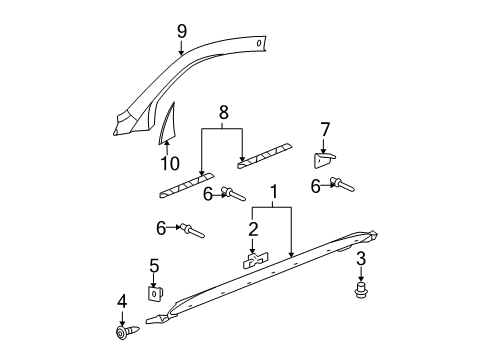 2007 Chevy Equinox Exterior Trim - Pillars, Rocker & Floor Diagram