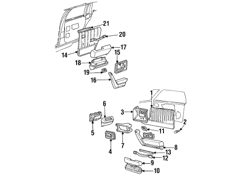 1987 Oldsmobile Cutlass Ciera Armrest, Passenger Side Diagram for 20540082