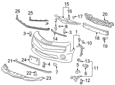 2014 Chevy Camaro Bumper Cover, Front Diagram for 22997720