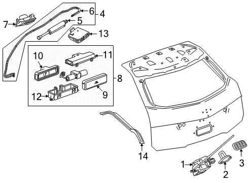 2011 Cadillac CTS Lift Gate - Lock & Hardware Diagram