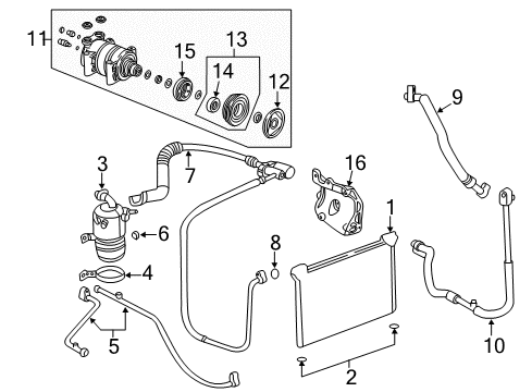2001 GMC Sierra 3500 A/C Condenser, Compressor & Lines Diagram