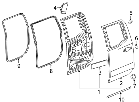2024 GMC Sierra 2500 HD Door Weatherstrip, Passenger Side Diagram for 84741728