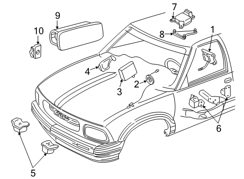 2001 GMC Sonoma Air Bag Components Diagram