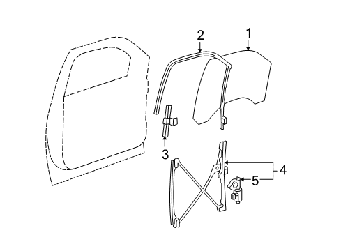 2013 GMC Yukon XL 2500 Front Door - Glass & Hardware Diagram