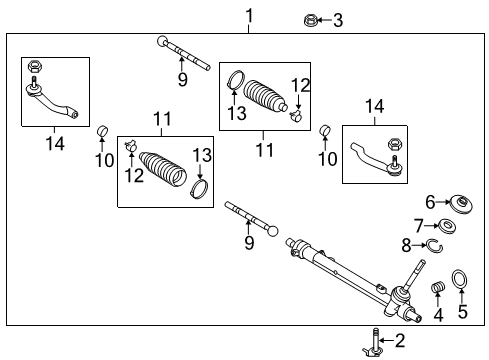 2017 Chevy City Express Outer Tie Rod, Driver Side Diagram for 19317050