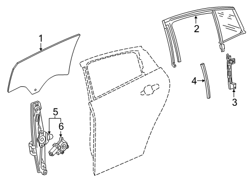 2018 Buick Regal Sportback Rear Door - Glass & Hardware Diagram