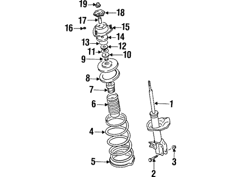 2001 Chevy Metro Struts & Components - Front Diagram