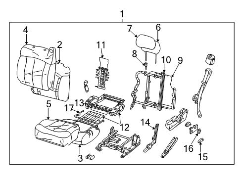 2002 Chevy Suburban 1500 Seat Back Frame, Driver Side Diagram for 12478696