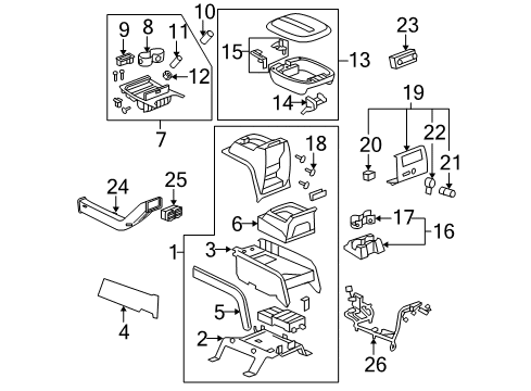 2007 Cadillac Escalade EXT Center Console Diagram