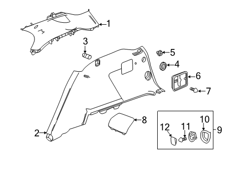 2018 Chevy Equinox Interior Trim - Quarter Panels Diagram
