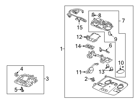 2009 Saturn Outlook Roof Console, Titanium Diagram for 25972455