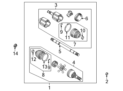 2002 Buick Rendezvous Drive Axles - Front Diagram