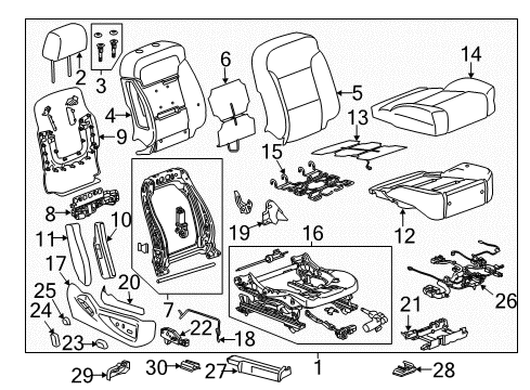 2017 Chevy Silverado 1500 Seat Back Frame, Front Diagram for 13511673