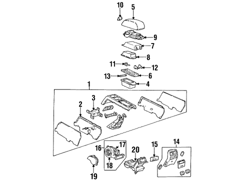 1996 Cadillac Eldorado Console Assembly Diagram for 12538801
