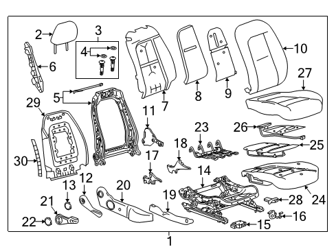 2019 Chevy Bolt EV Passenger Seat Components Diagram