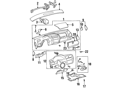 1996 Oldsmobile Cutlass Supreme Upper Trim Panel, Blue; Red Diagram for 10276039