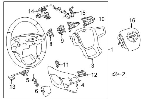2021 GMC Sierra 1500 Steering Wheel, Black Diagram for 84946329