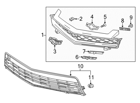 2015 Chevy Camaro Nameplate, Front Diagram for 22908498