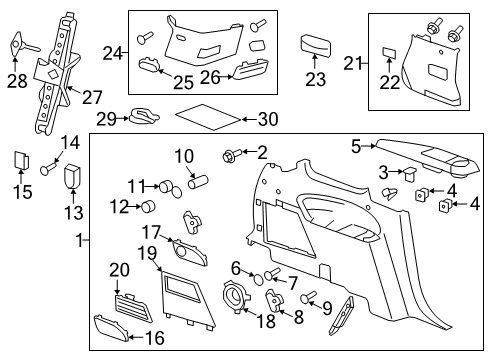 2013 GMC Acadia Upper Quarter Trim Diagram for 22852971