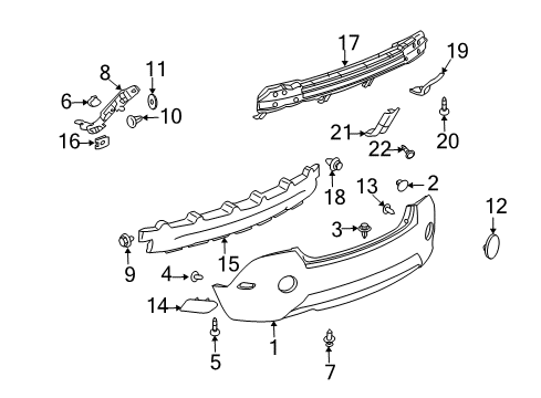 2008 Saturn Vue Bumper Cover Lower Retainer Diagram for 94530624