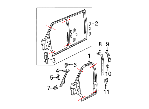 2007 Chevy Express 3500 Center Pillar, Hinge Pillar, Uniside Diagram