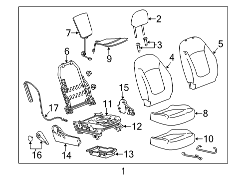 2013 Chevy Spark Passenger Seat Components Diagram