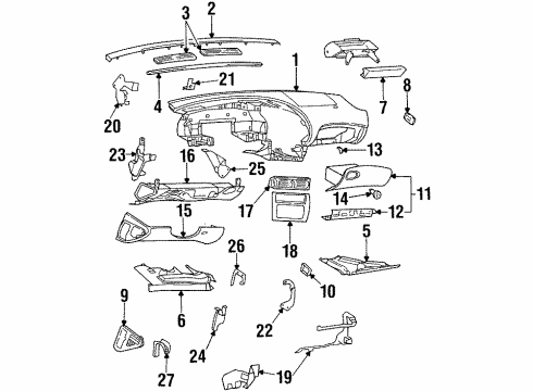 1995 Oldsmobile Aurora Insulator, Driver Side Diagram for 25645384