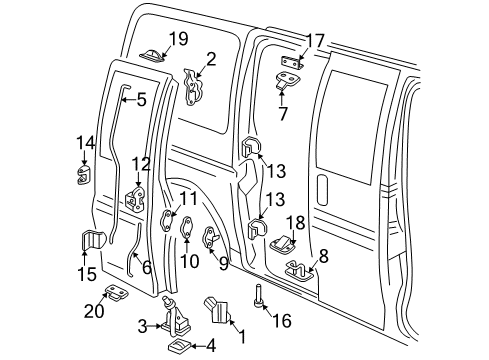 1998 Chevy P30 Side Loading Door - Lock & Hardware Diagram 2 - Thumbnail
