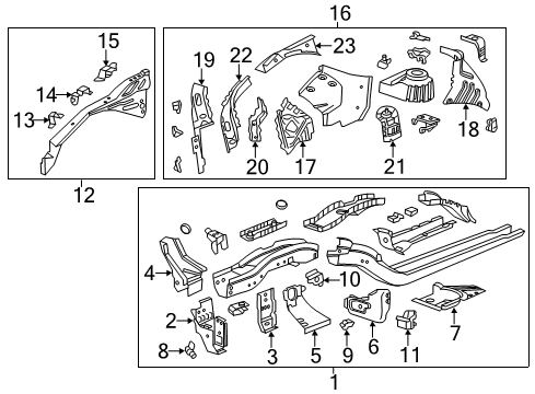 2014 Chevy Volt Structural Components & Rails Diagram