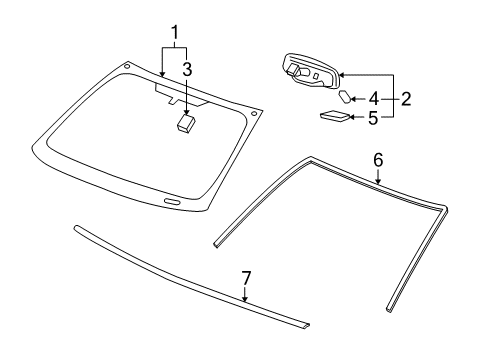 2007 Pontiac G5 Windshield Glass, Reveal Moldings Diagram