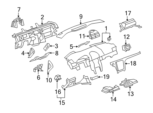 2009 Saturn Aura Upper Trim Diagram for 20864163