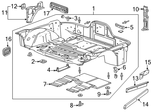2019 Chevy Corvette Rear Floor Pan Diagram for 84407745