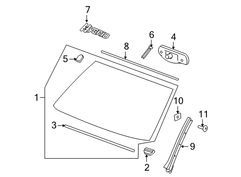 2010 Chevy Tahoe Windshield Support Diagram for 25954952